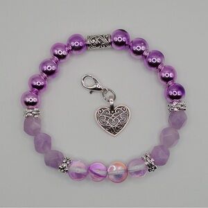 Pink Hematite, Rose Garnet, Australian Crystal Gemstone Bracelet Heart Charm
